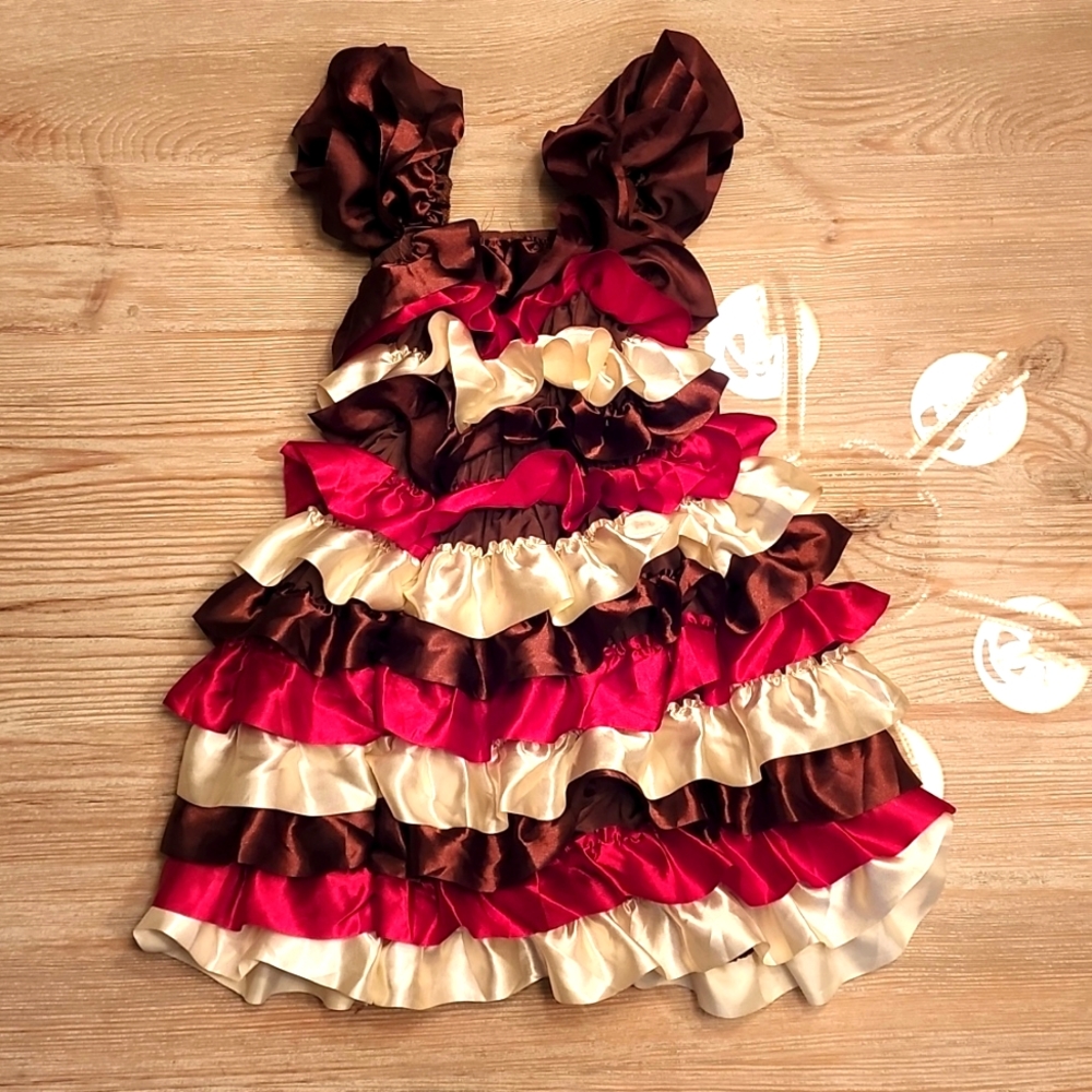 Toddler 4t Satin Ruffle Dress Nwt Custom